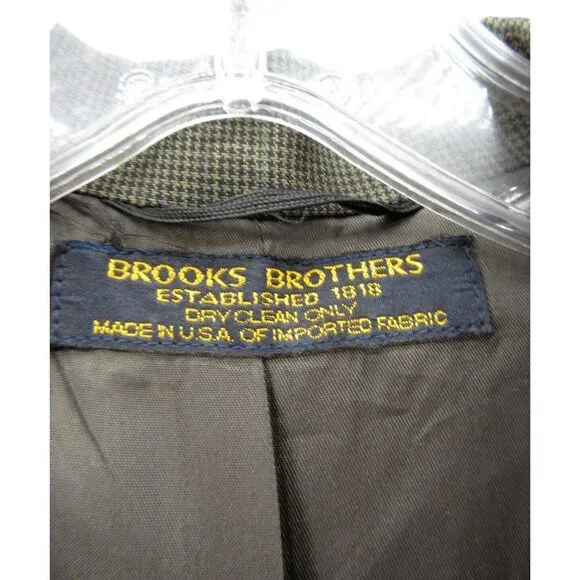 VINTAGE Brooks Brothers Sport Coat 41 L Blazer Houndstooth USA Union